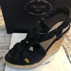 Women’s 100%  Authentic Prada flower wedge size 38